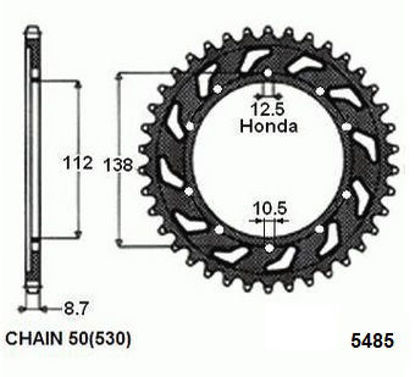 Obrazek SUNR1-5485-43 Sunstar Zębatka stalowa tylna 43 zęby (JTR302,43)