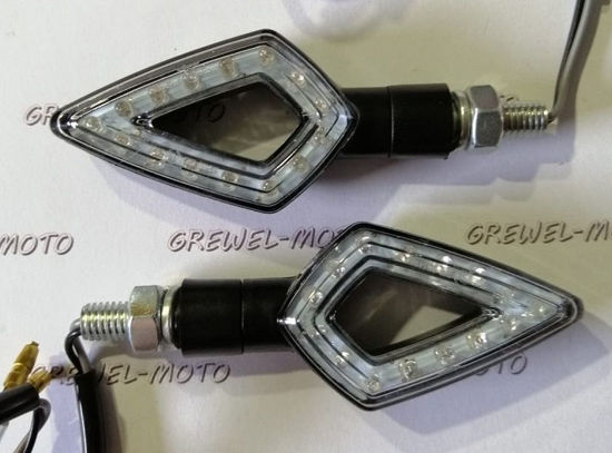 Obrazek Kierunkowskaz LED 1398 obudowa czarna klosz biały gwint M8