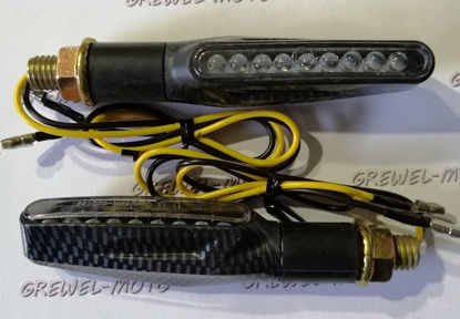 Obrazek Kierunkowskaz LED 1427 obudowa carbon klosz biały gwint M10
