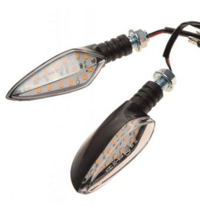 Obrazek Kierunkowskaz LED 1466 obudowa czarna klosz biały gwint M10