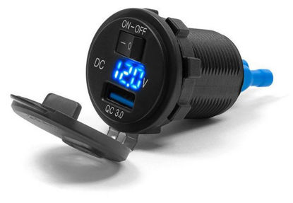 Obrazek Gniazdo USB Quick Charge z woltomierzem i wyłącznikiem montaż w owiewkę