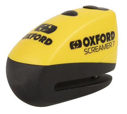 Obrazek Blokada tarczy hamulcowej z alarmem XA7 trzpeiń 7 mm OXFORD SCREAMER 7 kolor czarny żółty