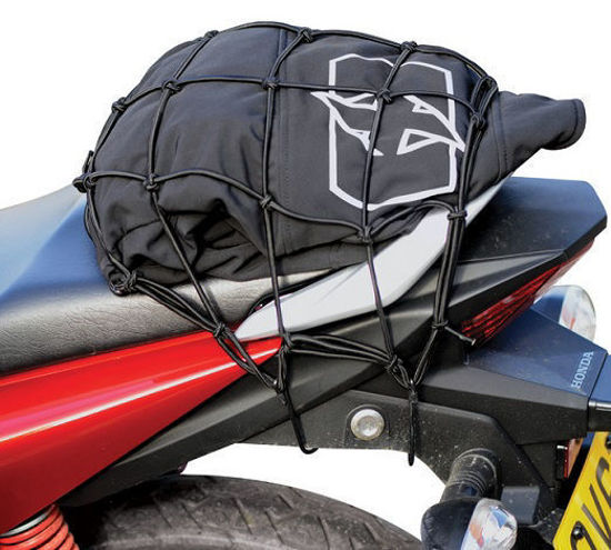 Obrazek Siatka bagażowa 30x30 z 6 hakami kolor CZARNY pająk Oxford cargo net OX663