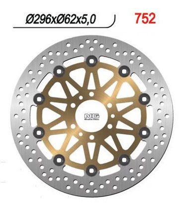 Obrazek 752 Tarcza hamulcowa NG 752 przód 296x62x5 6x6,5 Honda XL 1000V 99-03, VFR 800 98-16, V-TEC 02-13, CROSS RUNNER 11-14, F6C 97-03, CBR 600 F4 99-00 NG752