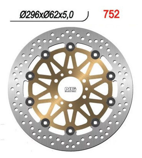 Obrazek 752 Tarcza hamulcowa NG 752 przód 296x62x5 6x6,5 Honda XL 1000V 99-03, VFR 800 98-16, V-TEC 02-13, CROSS RUNNER 11-14, F6C 97-03, CBR 600 F4 99-00 NG752