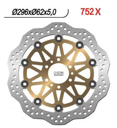 Obrazek 752X Tarcza hamulcowa NG 752X Wave przód 296x62x5 6x6,5 Honda XL 1000V 99-03, VFR 800 98-16, V-TEC 02-13, CROSS RUNNER 11-14, F6C 97-03, CBR 600 F4 99-00 NG752X