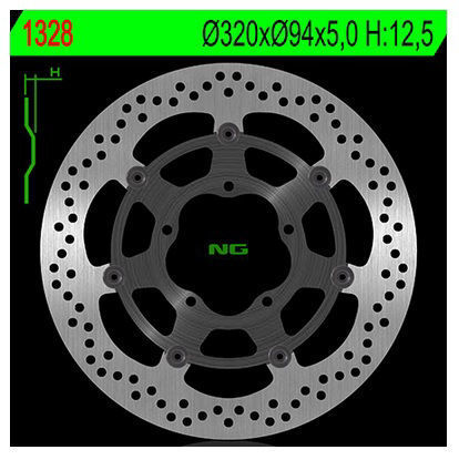 Obrazek 1328 Tarcza hamulcowa NG 1328 przód 320x94x5 5x6,5 Honda VFR 1200 DCT bez ABS 10-17, VFR 1200 10-13 NG1328