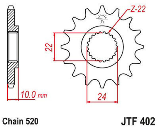 Obrazek JTF402,16 JT Zębatka przednia 402 16 zębów JTF402.16