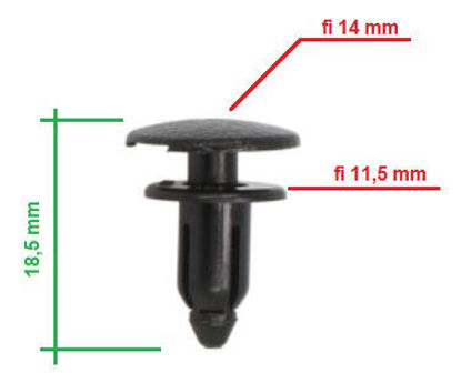 Obrazek RVT-PP01 Tourmax kołek montażowy do owiewek grubość 6 mm kołnierz 11,5 mm długość 18,5 mm