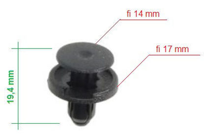 Obrazek RVT-PP02 Tourmax kołek montażowy do owiewek grubość 7,2 mm kołnierz 17 mm długość 19,4 mm