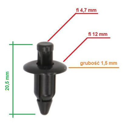 Obrazek RVT-PR01 Tourmax kołek montażowy do owiewek grubość 6 mm kołnierz 12 mm długość 20,5 mm