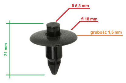 Obrazek RVT-PR04 Tourmax kołek montażowy do owiewek grubość 6,5 mm kołnierz 18 mm długość 21 mm