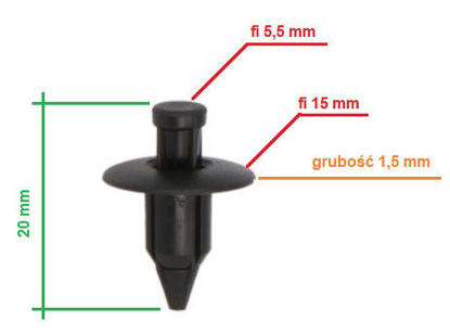 Obrazek RVT-PR05 Tourmax kołek montażowy do owiewek grubość 7 mm kołnierz 15 mm długość 20 mm