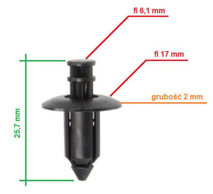 Obrazek RVT-PR06 Tourmax kołek montażowy do owiewek grubość 7,8 mm kołnierz 17 mm długość 25,7 mm