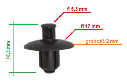 Obrazek RVT-PR07 Tourmax kołek montażowy do owiewek grubość 7,2 mm kołnierz 17 mm długość 16,3 mm