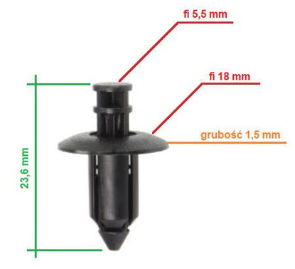 Obrazek RVT-PR08 Tourmax kołek montażowy do owiewek grubość 7 mm kołnierz 18 mm długość 23,6 mm