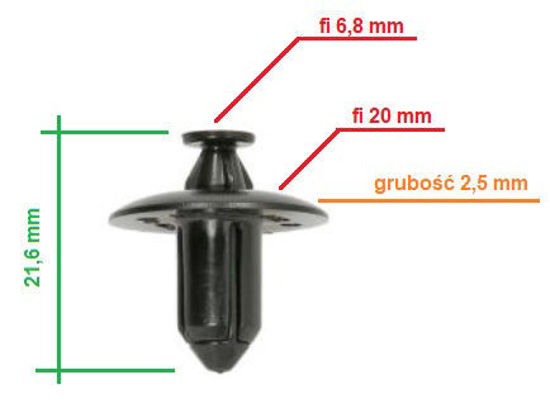 Obrazek RVT-PR09 Tourmax kołek montażowy do owiewek grubość 8 mm kołnierz 20 mm długość 21,6 mm