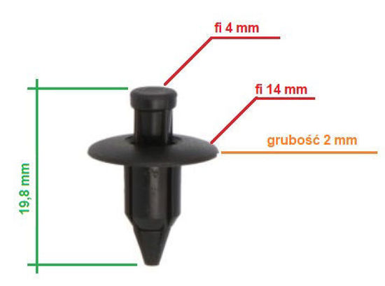 Obrazek RVT-PR13 Tourmax kołek montażowy do owiewek grubość 5 mm kołnierz 14 mm długość 19,8 mm