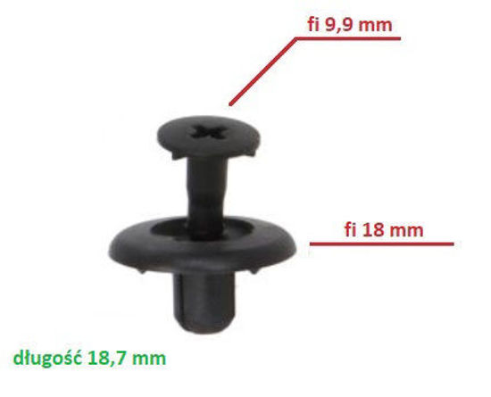 Obrazek RVT-PT01 Tourmax kołek montażowy do owiewek grubość 6 mm kołnierz 18 mm długość 18,7 mm