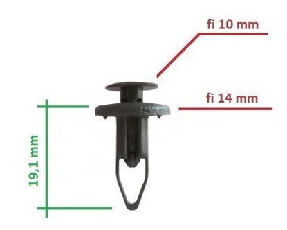 Obrazek RVT-PT02 Tourmax kołek montażowy do owiewek grubość 6 mm kołnierz 14 mm długość 19,1 mm
