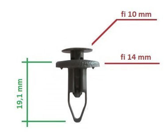 Obrazek RVT-PT02 Tourmax kołek montażowy do owiewek grubość 6 mm kołnierz 14 mm długość 19,1 mm