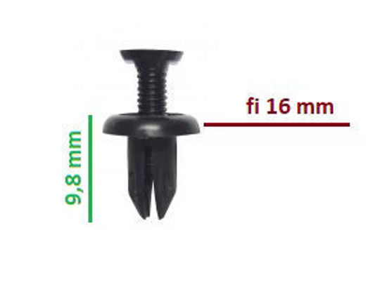 Obrazek RVT-SR09 Tourmax kołek montażowy do owiewek grubość 5 mm kołnierz 16 mm długość 9,8 mm