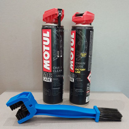 Obrazek Zestaw do czyszczenia i smarowania łańcucha Motul C1 C4 szczotka