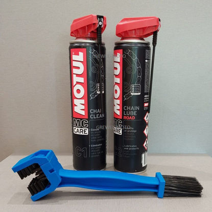 Obrazek Zestaw do czyszczenia i smarowania łańcucha Motul C1 C2 szczotka