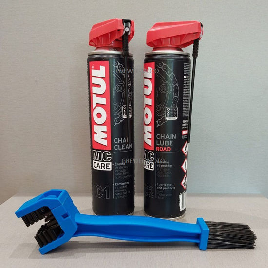 Obrazek Zestaw do czyszczenia i smarowania łańcucha Motul C1 C2 szczotka