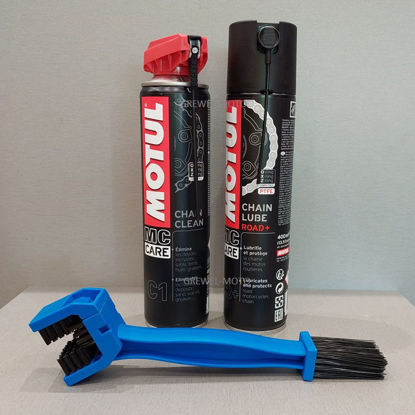 Obrazek Zestaw do czyszczenia i smarowania łańcucha Motul C1 C2+ szczotka