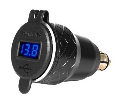 Obrazek Podwójne gniazdo USB z woltomierzem 2x USB QC 3.0 - 18W wejście 12-24V złącze DIN