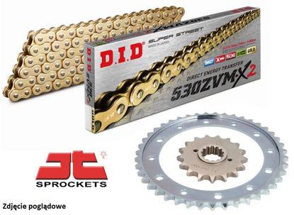 Obrazek Zestaw napędowy VFR 800 V-TEC 02-13 łańcuch DID 50(530) ZVMX2 G&G 110 ogniw złoty zębatki JT 16/43 (DID530ZVMX2G&G-110 JTF339,16 JTR1340,43)