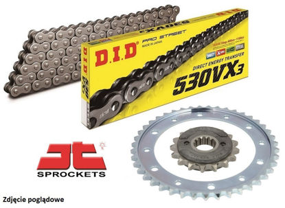 Obrazek Zestaw napędowy VFR 800 V-TEC 02-13 łańcuch DID 50(530) VX3 110 ogniw stalowy zębatki JT 16RB/43 (DID530VX3-110  JTF339,16RB JTR1340,43)