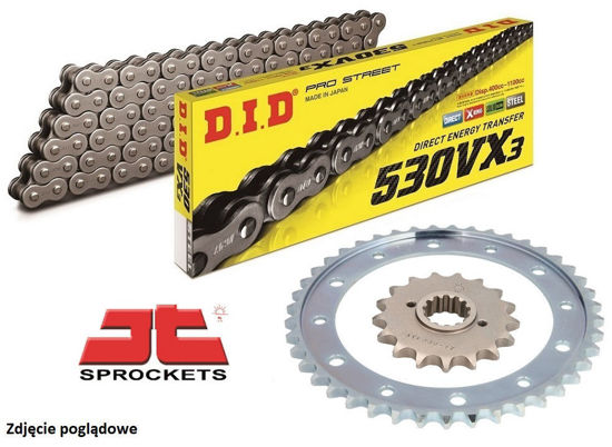 Obrazek Zestaw napędowy VFR 800 V-TEC 02-13 łańcuch DID 50(530) VX3 110 ogniw stalowy zębatki JT 16/43 (DID530VX3-110  JTF339,16 JTR1340,43)