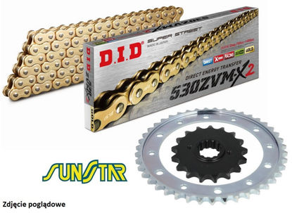 Obrazek Zestaw napędowy VFR 800 X Crossrunner 11-14 łańcuch DID 50(530) ZVMX2 G&G 110 ogniw złoty zębatki Sunstar 16/43 (DID530ZVMX2G&G-110 SUNF512-16 SUNR1-5695-43)