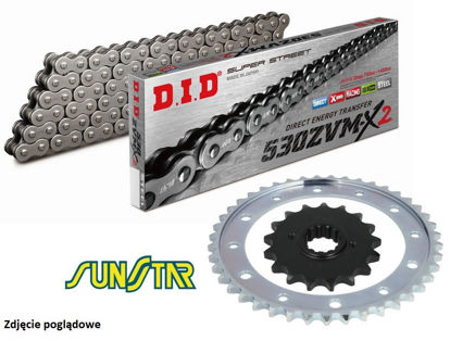Obrazek Zestaw napędowy VFR 800 X Crossrunner 11-14 łańcuch DID 50(530) ZVMX2 110 ogniw stalowy zębatki Sunstar 16/43 (DID530ZVMX2-110 SUNF512-16 SUNR1-5695-43)