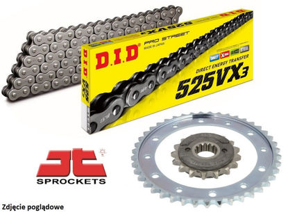 Obrazek Zestaw napędowy VFR 800 X Crossrunner 15-21 łańcuch DID 525 VX3 110 ogniw stalowy zębatki JT 16RB/43 (DID525VX3-110 JTF1332,16RB JTR1346,43)