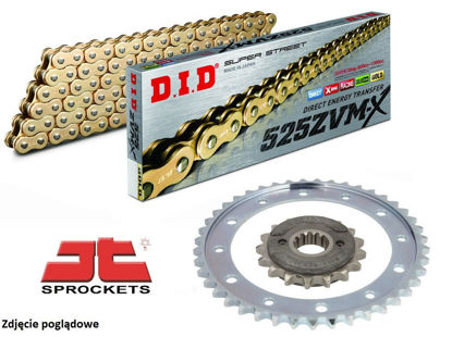 Obrazek Zestaw napędowy VFR 800 X Crossrunner 15-21 łańcuch DID 525 ZVMX2 G&B 110 ogniw złoty zębatki JT 16RB/43 (DID525ZVMX2G&G-110 JTF1332,16RB JTR1346,43)