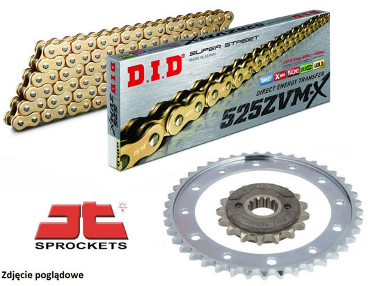 Obrazek Zestaw napędowy CB 600 F Hornet 98-06 łańcuch DID 525 ZVMX2 G&G 110 ogniw złoty zębatki JT 15RB/42 (DID525ZVMX2G&G-110 JTF1371,15RB JTR1304,42)